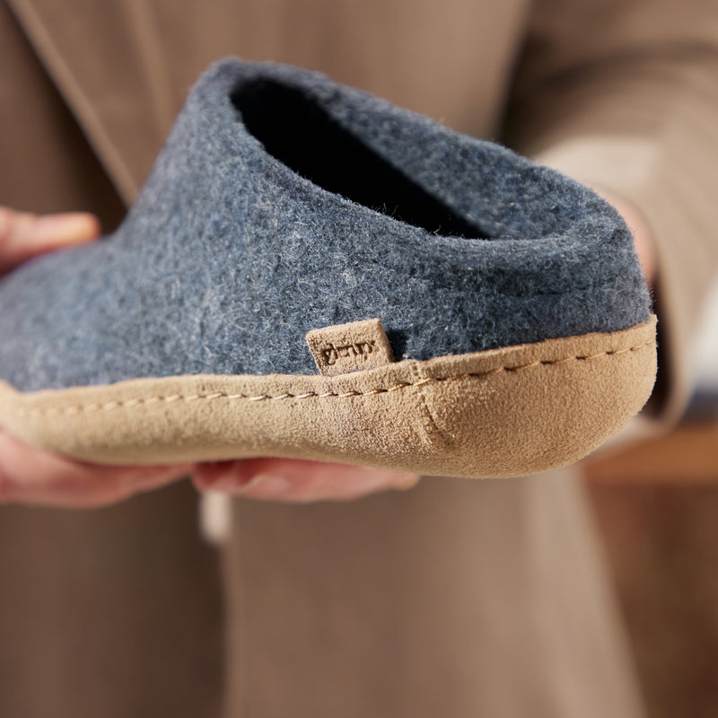 glerups Pantoffel mit Ledersohle Pantoffel mit Ledersohle Denim